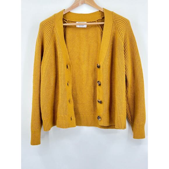 Relaxed Chunky Knit Cardigan Corkwood / Mustard Yellow Women’s Large - Picture 3 of 7